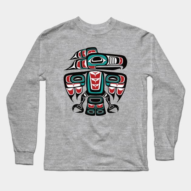 Haida Tlingit Native Raven Totem Long Sleeve T-Shirt by Beltschazar